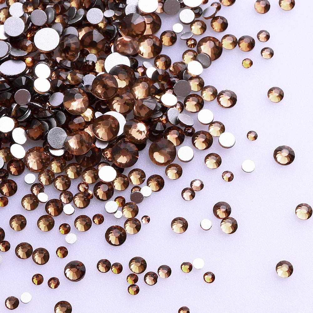 Mixed Sizes Smoked Topaz Glass FlatBack Rhinestones For Nail Art Silver Back Secondary image