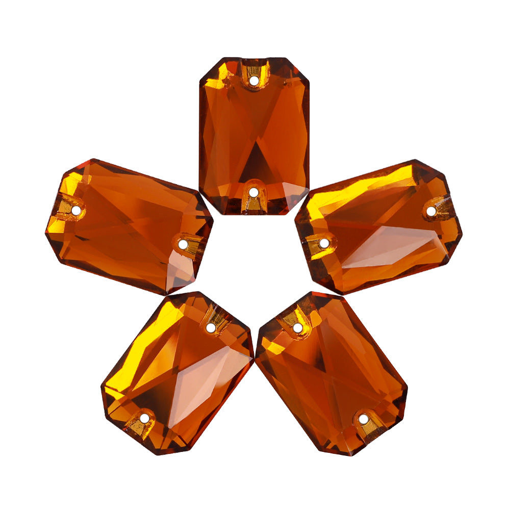 Tangerine Octagon Shape High Quality Glass Sew-on Rhinestones WholesaleRhinestone