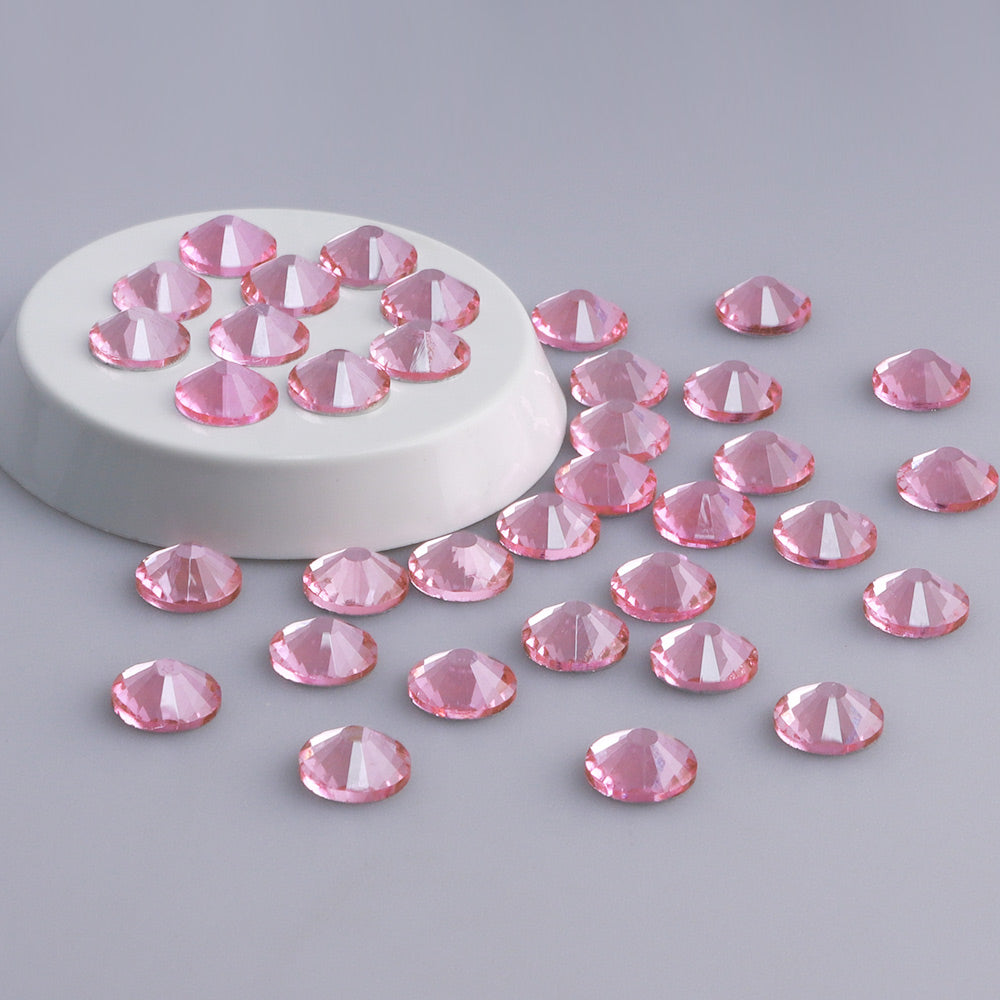 Light Pink Glass FlatBack Rhinestones Silver Back WholesaleRhinestone