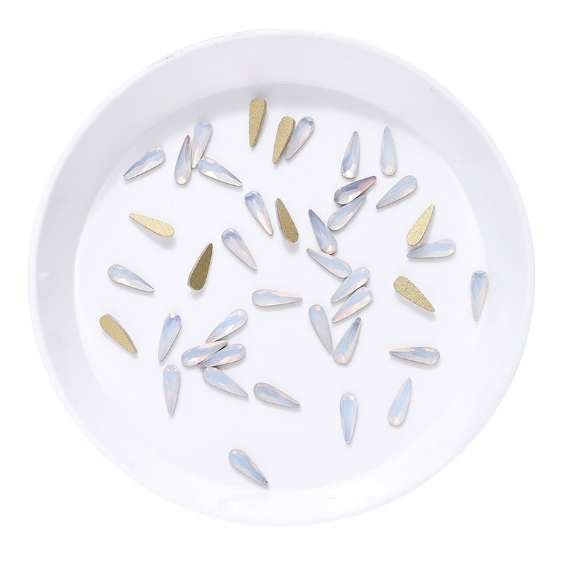 Raindrop Shape White Opal Flat Back Fancy Rhinestones WholesaleRhinestone