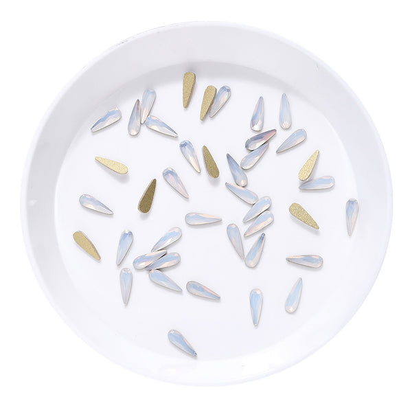 Raindrop Shape White Opal Flat Back Fancy Rhinestones WholesaleRhinestone