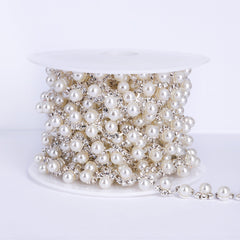 Sew-on Crystal Glass Rhinestone Pearl Trim Chain Applique RA1244 WholesaleRhinestone