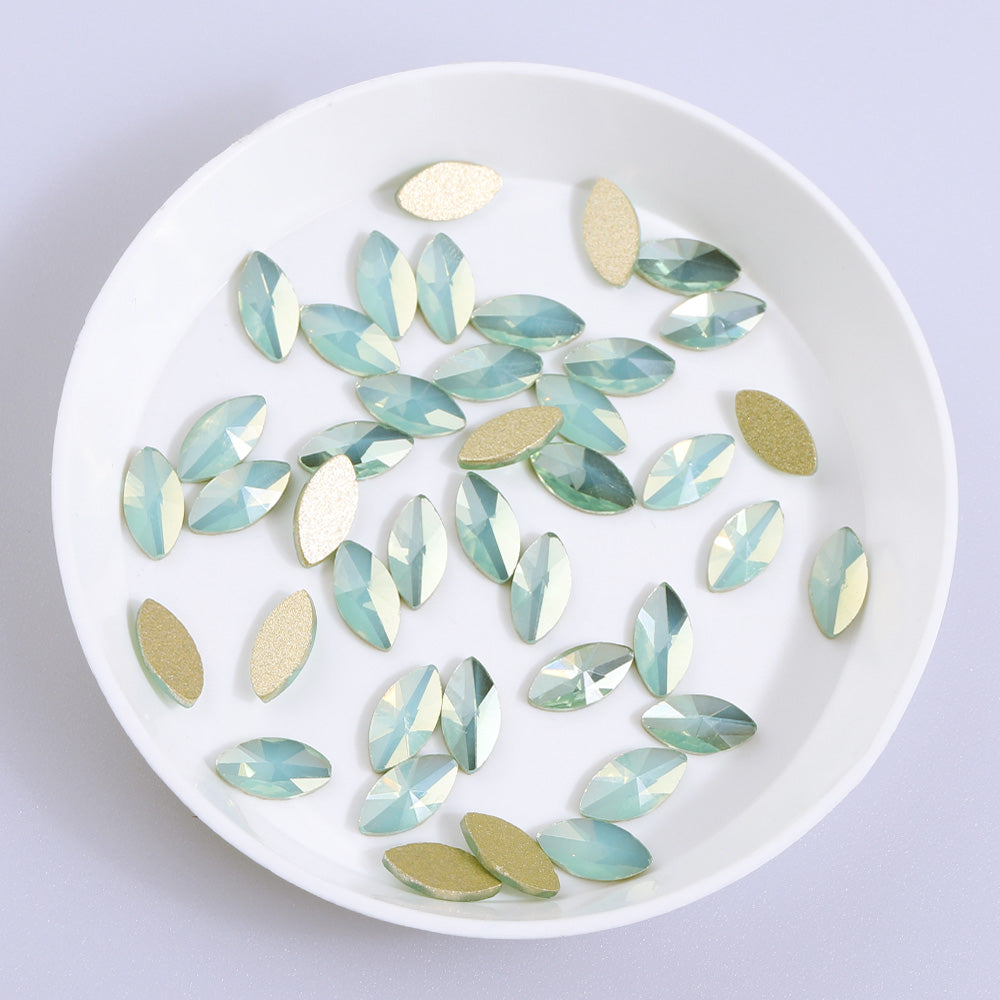 Navette Form Green Opal Flat Back Fancy Rhinestones Sekundært billede