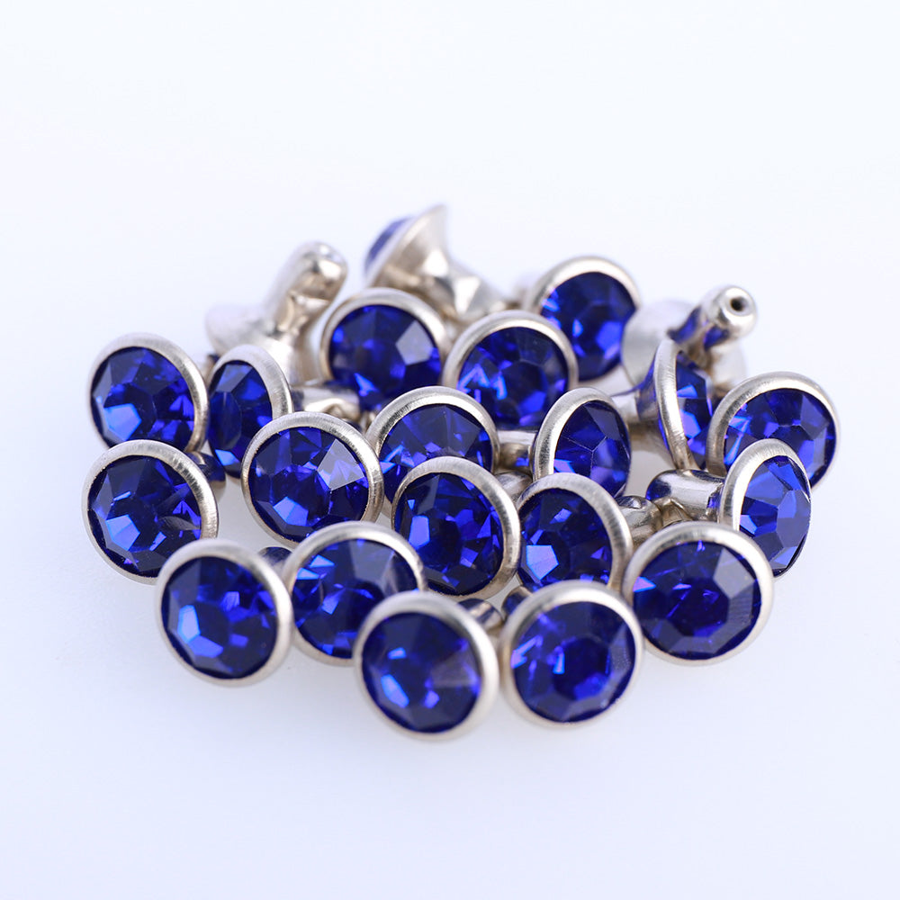 100 Sets Sapphire Glass Rhinestone Rivets for Leather Craft DIY Making Secondary image