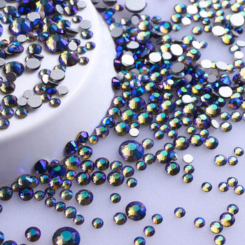 Mixed Sizes Black Diamond AB FlatBack Rhinestones For Nail Art Silver Back WholesaleRhinestone