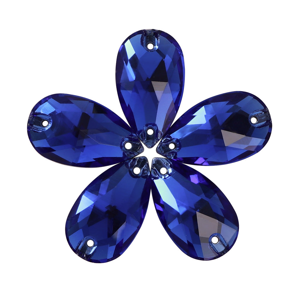 Sapphire Drop Shape High Quality Glass Sew-on Rhinestones WholesaleRhinestone