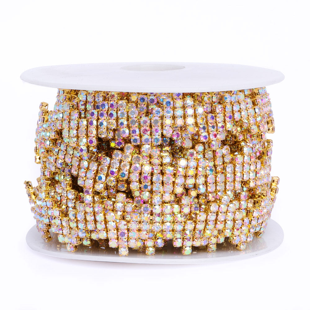 Sew-on Crystal AB Glass Rhinestone Trim Chain Applique RA1105 WholesaleRhinestone Image principale du produit