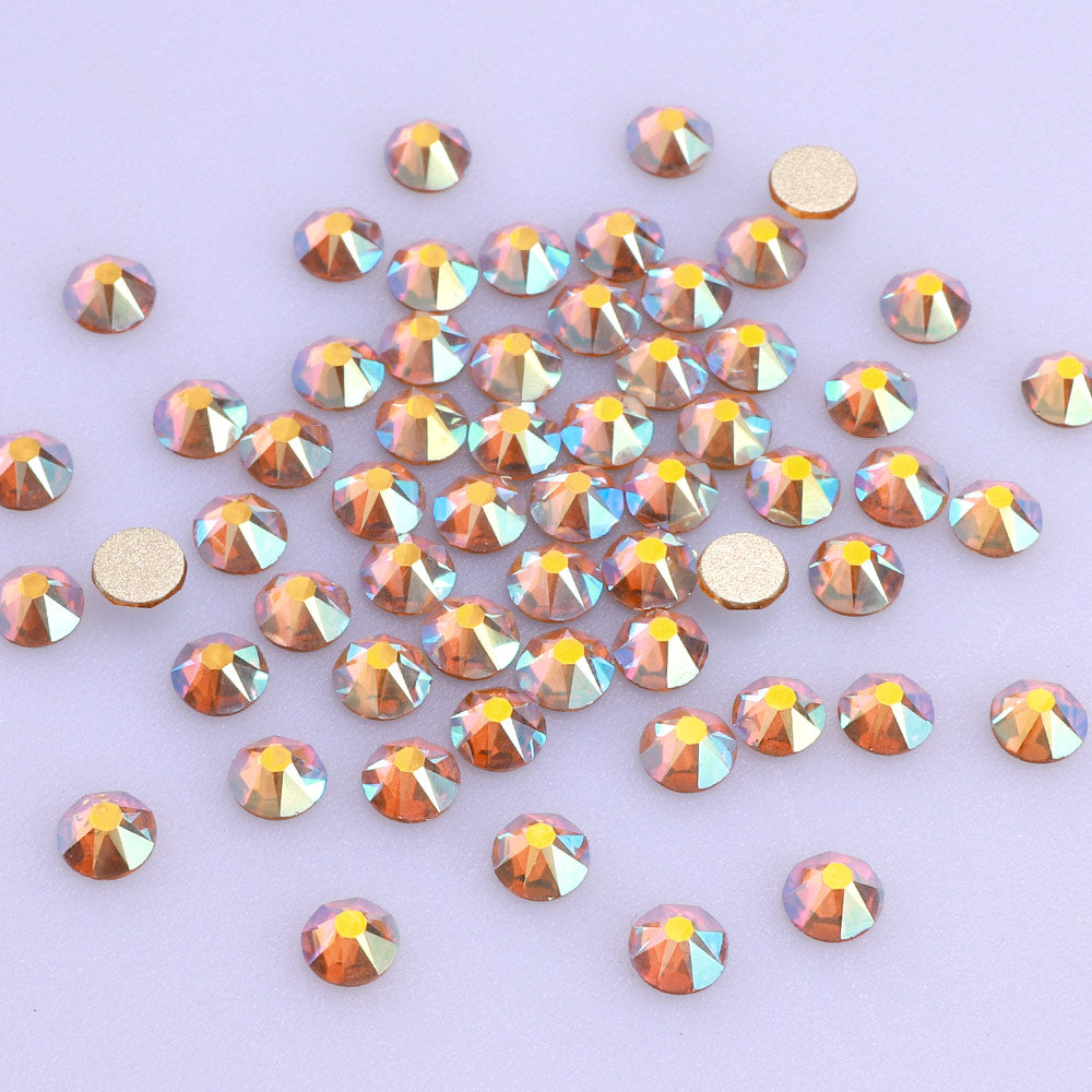 Topaz AB Glass Flat Back Glue-On Rhinestones 16 Cut Facets WholesaleRhinestone