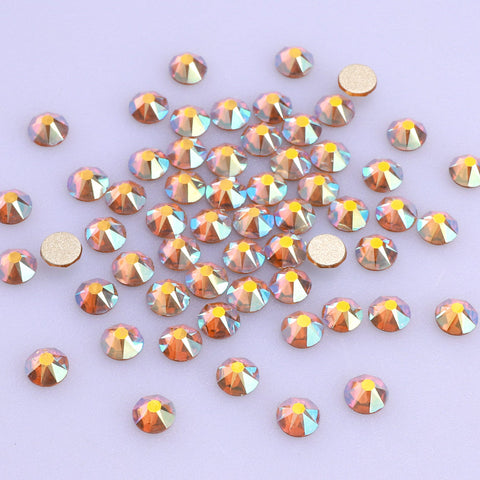 Topaz AB Glass Flat Back Glue-On Rhinestones 16 Cut Facets WholesaleRhinestone