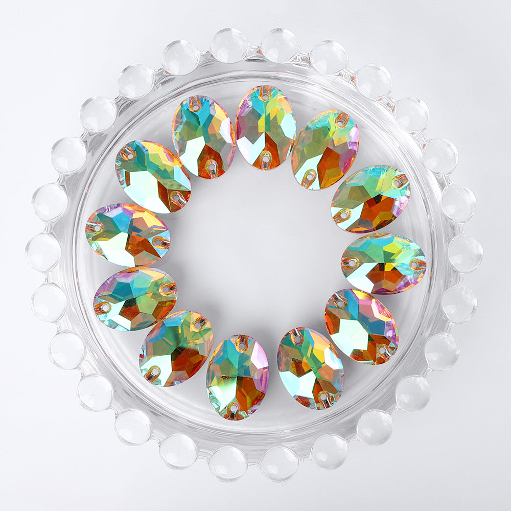 Crystal Sun Oval Shape High Quality Glass Sew-on Rhinestones WholesaleRhinestone
