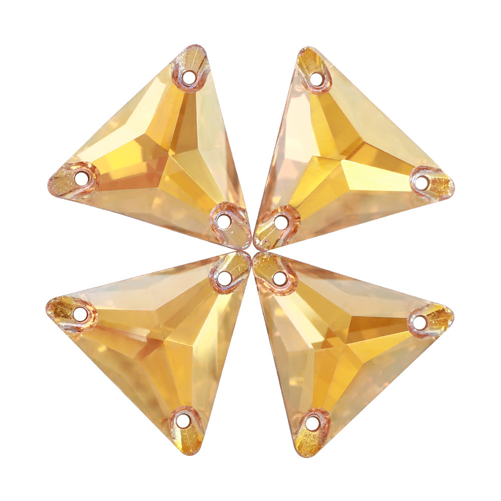 Metallic Sunshine Triangle Shape High Quality Glass Sew-on Rhinestones WholesaleRhinestone