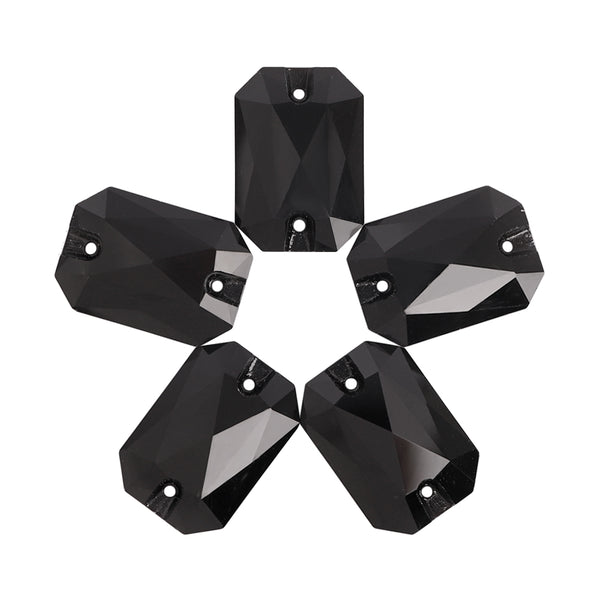 Jet Octagon Shape High Quality Glass Sew-on Rhinestones WholesaleRhinestone