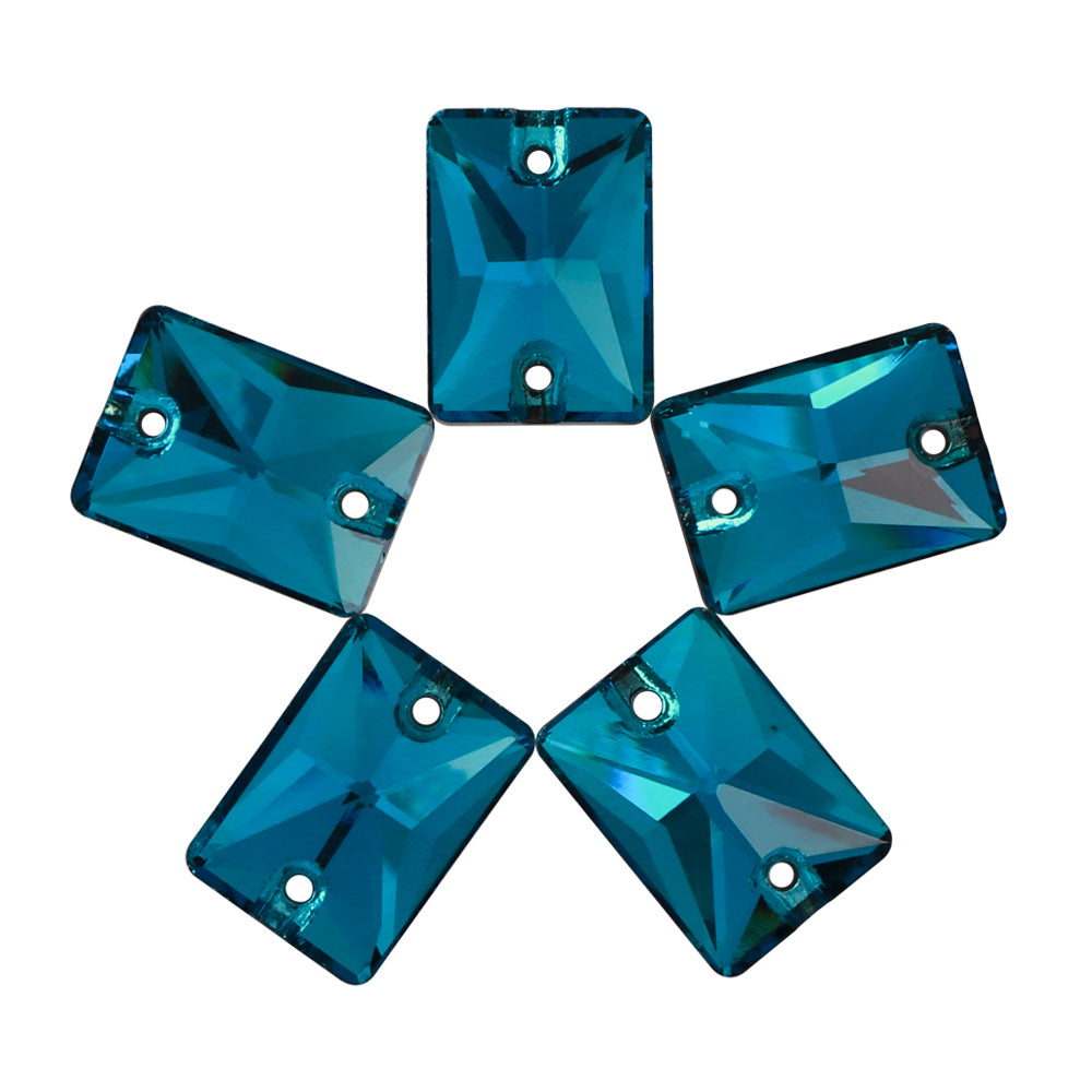 Indicolite Rectangle Shape High Quality Glass Sew-on Rhinestones WholesaleRhinestone