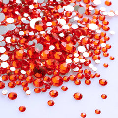 Mixed Sizes Orange Glass FlatBack Rhinestones For Nail Art Silver Back WholesaleRhinestone