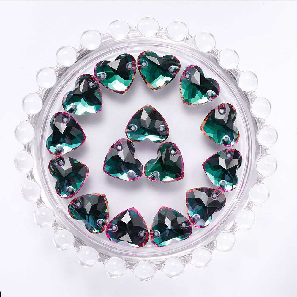 Heliotrope Heart Shape High Quality Glass Sew-on Rhinestones WholesaleRhinestone