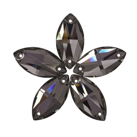 Black Diamond Navette Shape High Quality Glass Sew-on Rhinestones WholesaleRhinestone