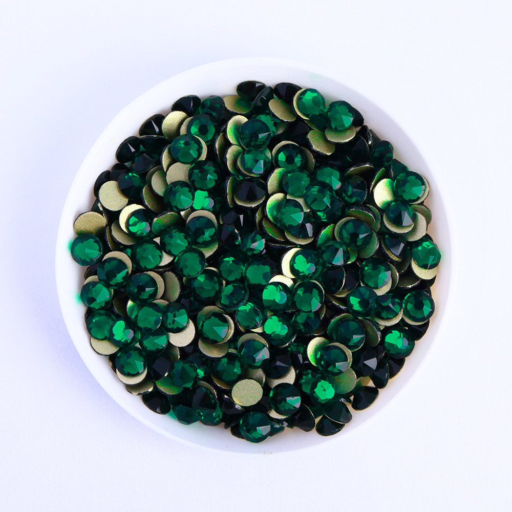 Dark Green Glass Flat Back Glue-on Rhinestones 16 Cut Facets WholesaleRhinestone