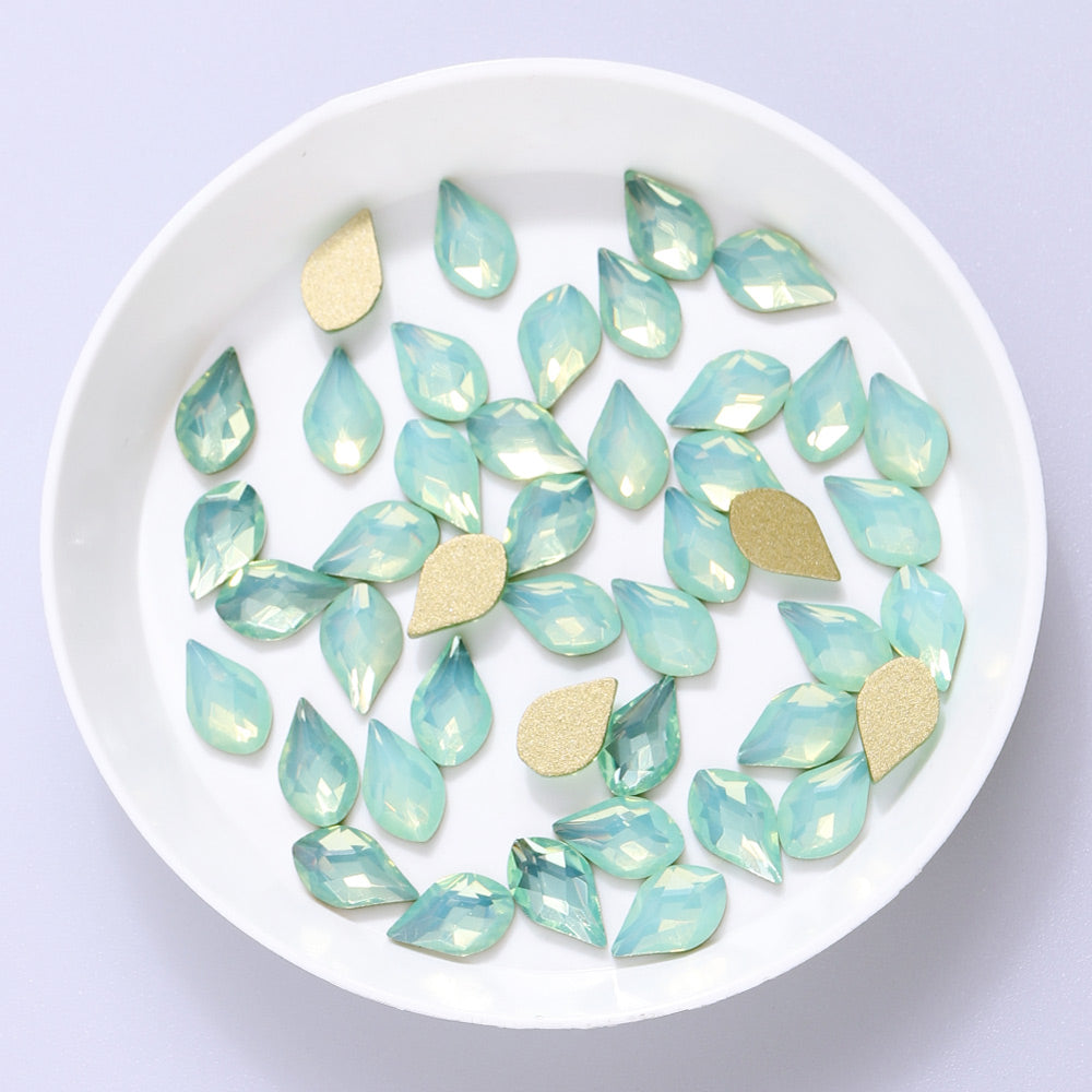 Maple leaves Shape Green Opal Flat Back Fancy Rhinestones WholesaleRhinestone