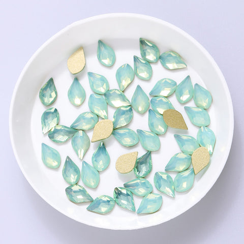 Maple leaves Shape Green Opal Flat Back Fancy Rhinestones WholesaleRhinestone