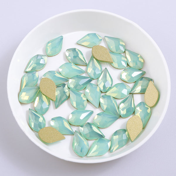 Maple leaves Shape Green Opal Flat Back Fancy Rhinestones WholesaleRhinestone