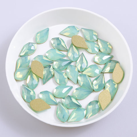 Maple leaves Shape Green Opal Flat Back Fancy Rhinestones WholesaleRhinestone