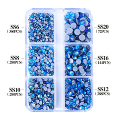 Mixed Sizes 6 Grid Box Indicolite AB Glass HotFix Rhinestones For Clothing DIY