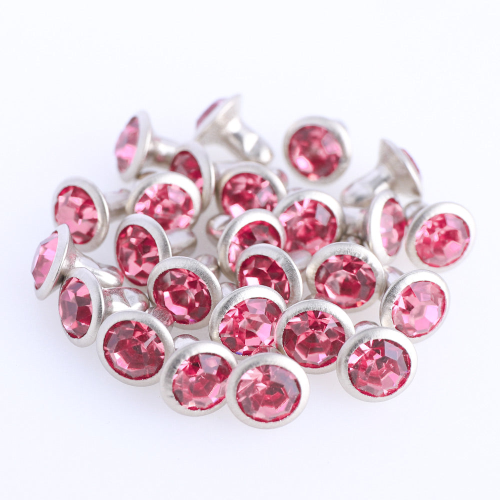 100 Sets Rose Glass Rhinestone Rivets for Leather Craft DIY Making WholesaleRhinestone