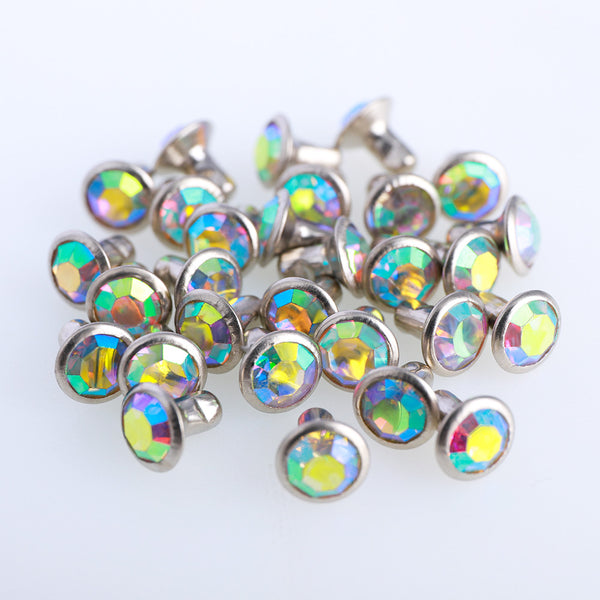 100 Sets Crystal AB Glass Rhinestone Rivets for Leather Craft DIY Making WholesaleRhinestone