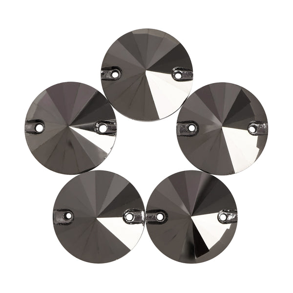 Jet Metallic Silver Rivoli  Shape High Quality Glass Sew-on Rhinestones WholesaleRhinestone