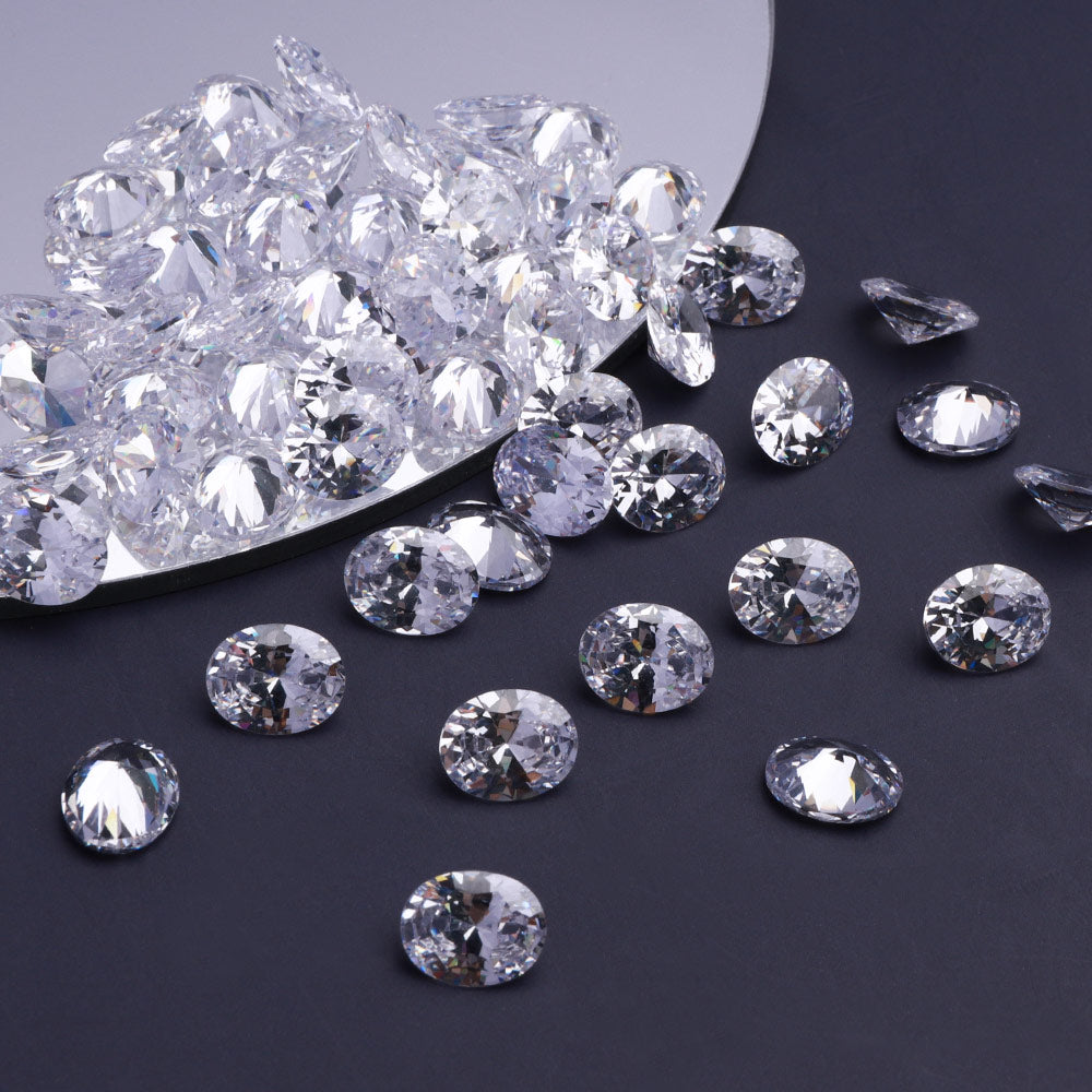 Oval Shape Pointed Back Crystal Cubic Zirconia Stones For Jewelry Restoration WholesaleRhinestone Main image