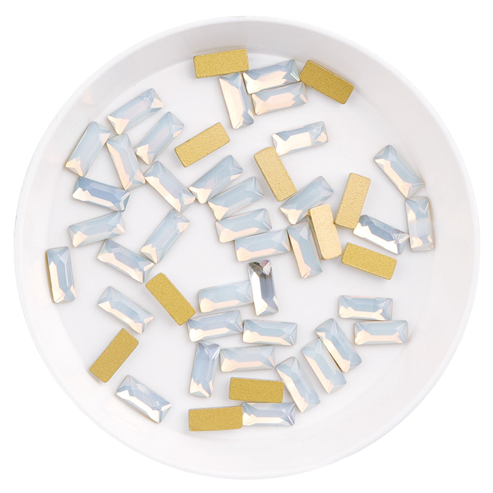 Rectangle Shape White Opal Flat Back Fancy Rhinestones WholesaleRhinestone