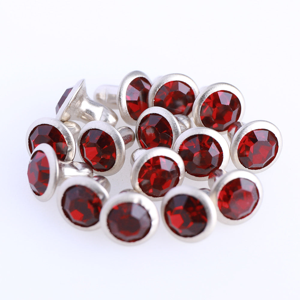 100 Sets Dark Siam Glass Rhinestone Rivets for Leather Craft DIY Making Secondary image