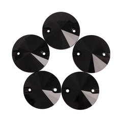 Jet Rivoli Shape High Quality Glass Sew-on Rhinestones WholesaleRhinestone