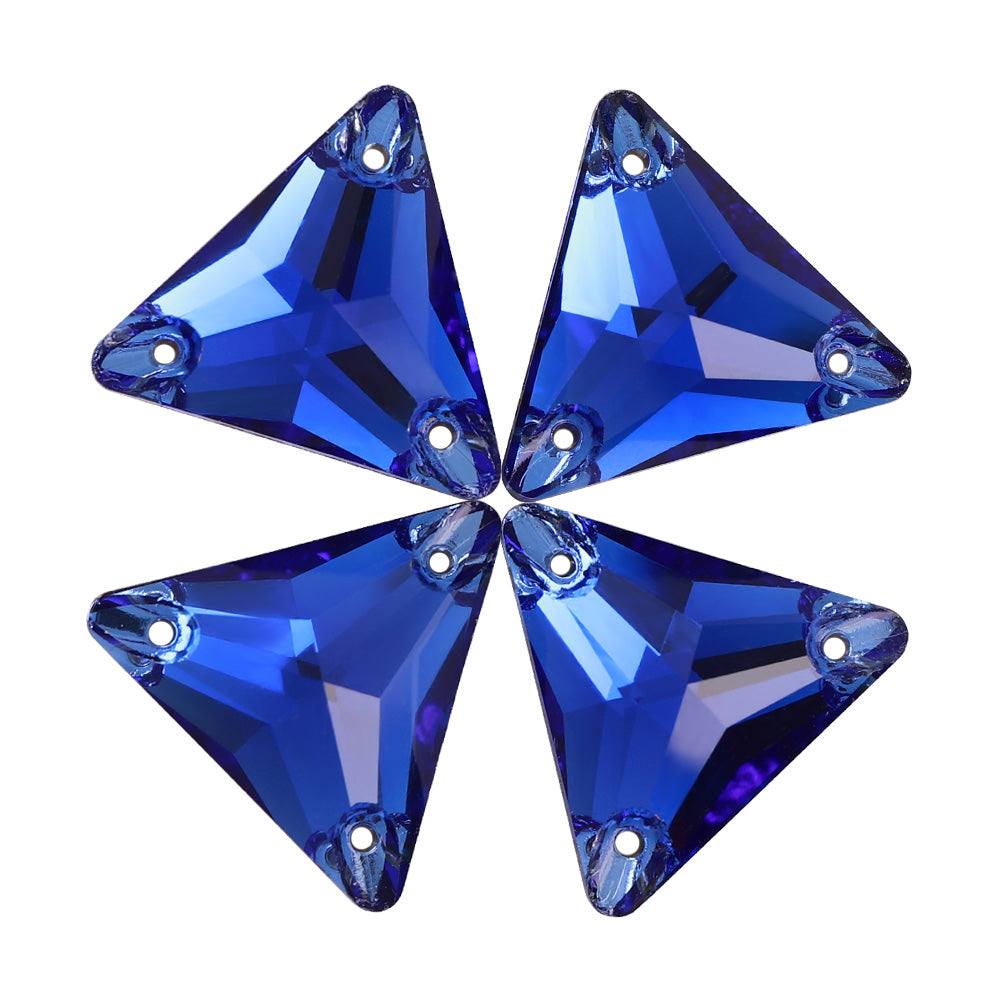 Sapphire Triangle Shape High Quality Glass Sew-on Rhinestones WholesaleRhinestone