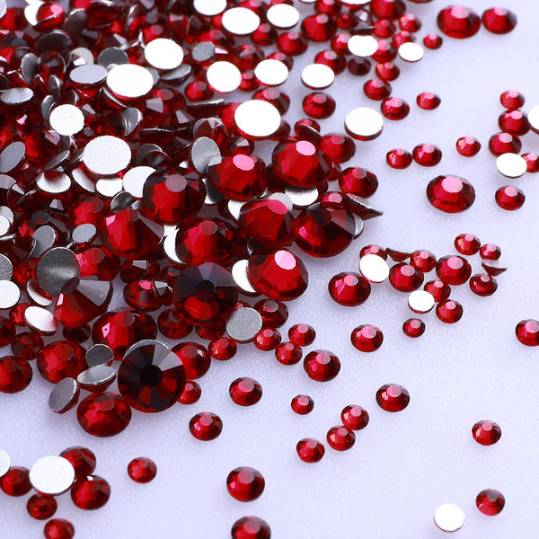 Mixed Sizes Dark Siam Glass FlatBack Rhinestones For Nail Art Silver Back WholesaleRhinestone