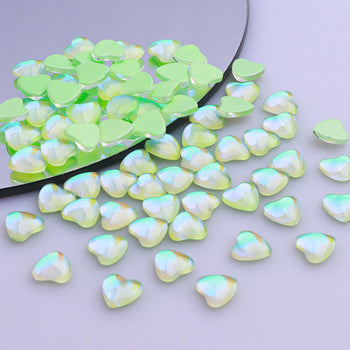 Heart Shape Mocha Light Green Flat Back Fancy Rhinestones WholesaleRhinestone