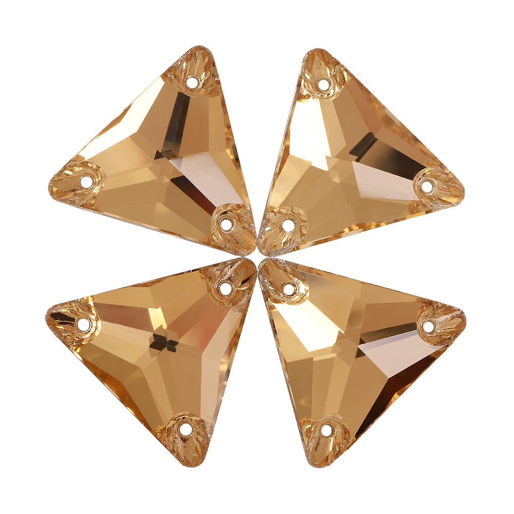 Light Smoked Topaz Triangle Shape High Quality Glass Sew-on Rhinestones WholesaleRhinestone