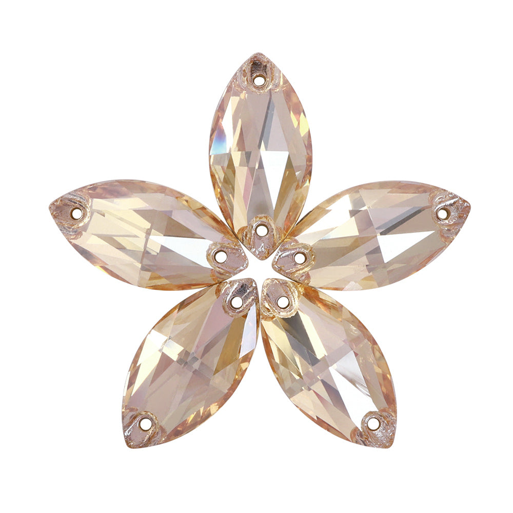 Golden Shadow Navette Shape High Quality Glass Sew-on Rhinestones WholesaleRhinestone