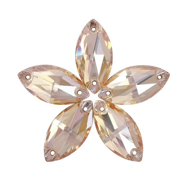 Golden Shadow Navette Shape High Quality Glass Sew-on Rhinestones WholesaleRhinestone