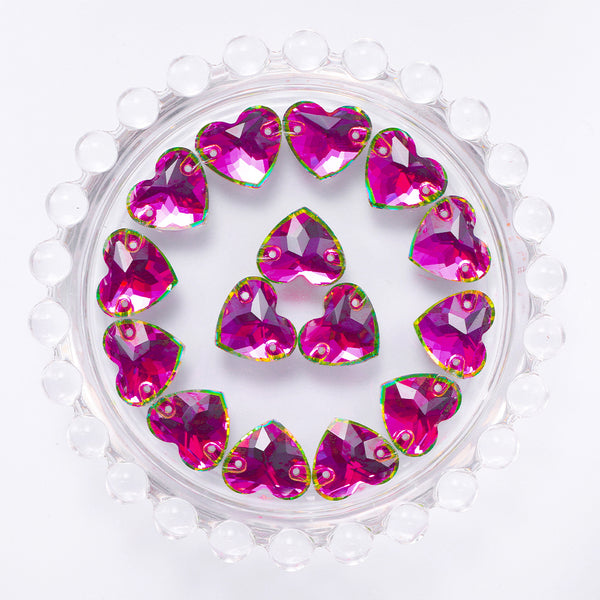 Vitrail Rose Heart Shape High Quality Glass Sew-on Rhinestones WholesaleRhinestone