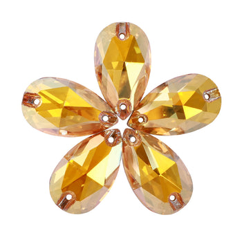 Metallic Sunshine Drop Shape High Quality Glass Sew-on Rhinestones WholesaleRhinestone