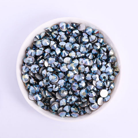 Metallic Light Blue Glass FlatBack Rhinestones Silver Back WholesaleRhinestone