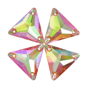 Iridescent Green Triangle Shape High Quality Glass Sew-on Rhinestones WholesaleRhinestone