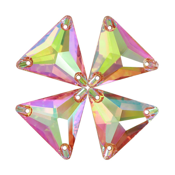 Iridescent Green Triangle Shape High Quality Glass Sew-on Rhinestones WholesaleRhinestone
