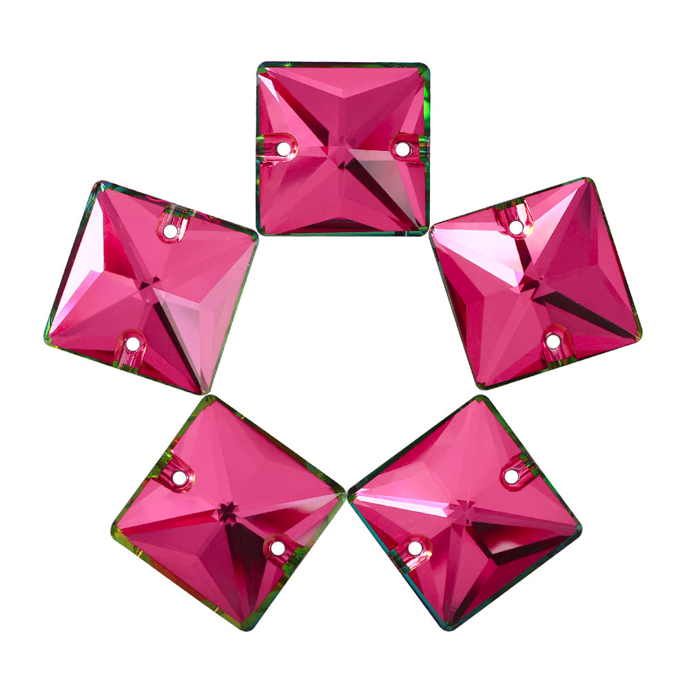 Vitrail Rose Square Shape High Quality Glass Sew-on Rhinestones WholesaleRhinestone