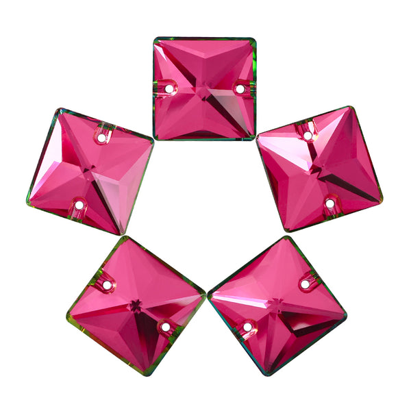 Vitrail Rose Square Shape High Quality Glass Sew-on Rhinestones WholesaleRhinestone