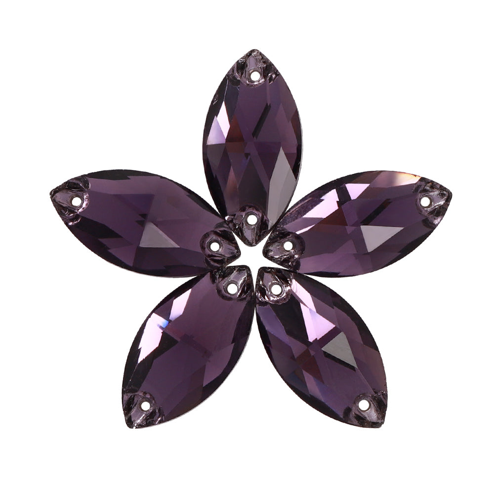 Amethyst Navette Shape High Quality Glass Sew-on Rhinestones WholesaleRhinestone