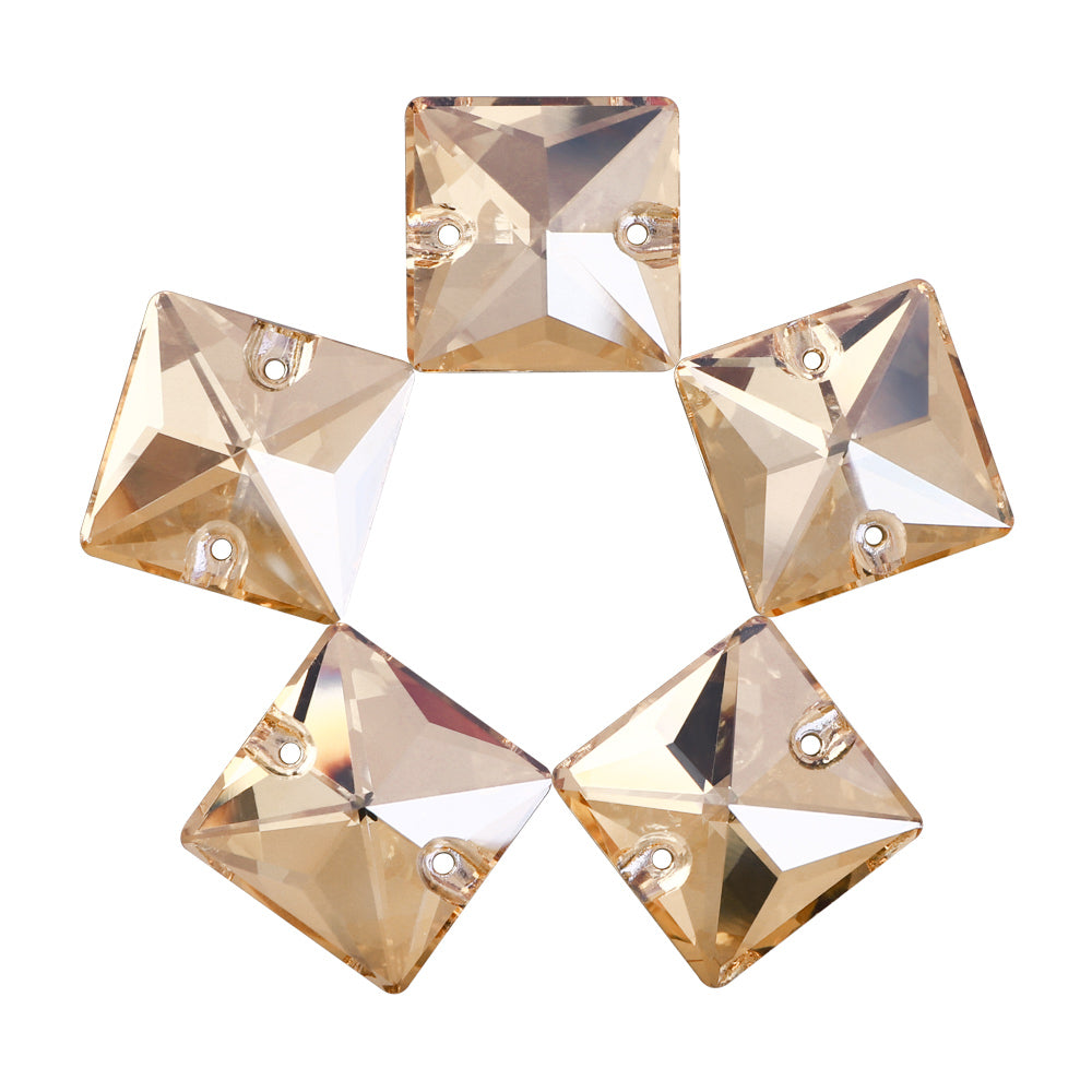 Golden Shadow Square Shape High Quality Glass Sew-on Rhinestones WholesaleRhinestone