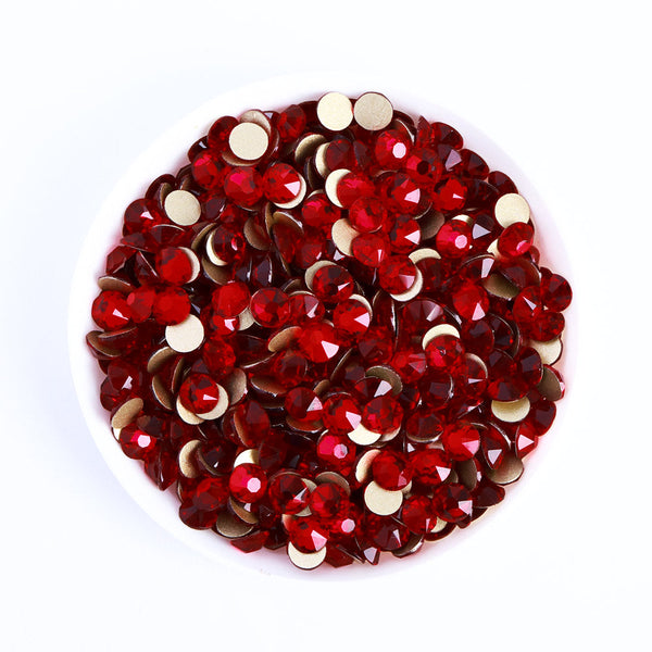 Dark Siam Glass Flat Back Glue-on Rhinestones 16 Cut Facets In Bulk WholesaleRhinestone