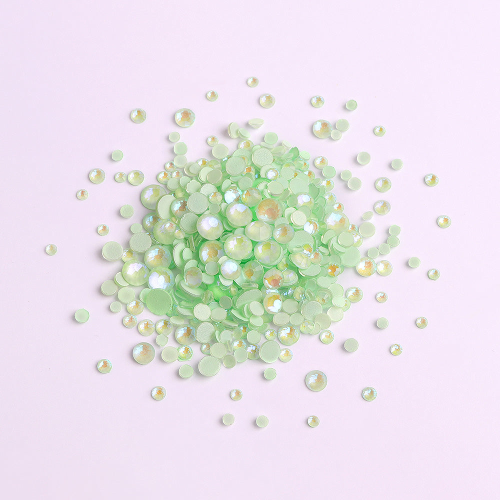 Mixed Sizes Mocha SS Light Green FlatBack Luminous Rhinestones For Nail Art WholesaleRhinestone
